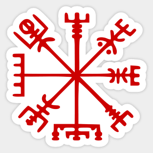 Blood Red Vegvísir [Viking Compass] Sticker